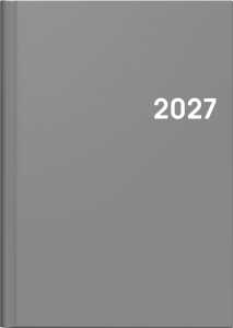 2027 BRUNNEN Buchkalender A5 grau 2S/1W