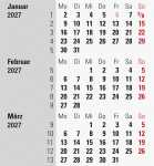 2027 rido/idé Drei-Monats-Tischkalender sw
