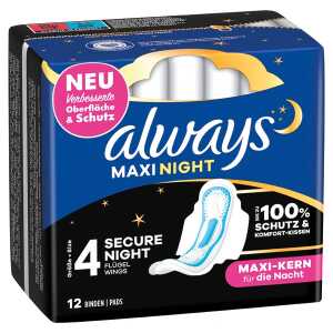 ALWAYS Maxi Night mit Flügel 12er