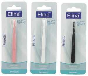 ELINA Pinzette 3 farbig 8,5cm auf Blisterkarte Schwarz,
