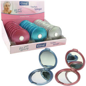 ELINA Spiegel f.Tasche 7,5cm klappbar rund 3 Fb. sort.
