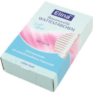 ELINA Wattestäbchen 200er Papier in Papierdose mit umweltfreundlichem Papierschaft aus Baumwolle