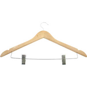 Kleiderbügel Holz mit 2 Metall-Clips