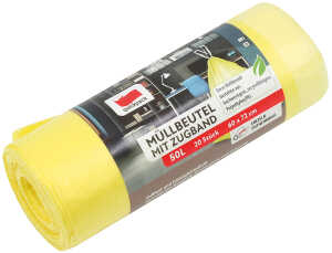 QUICKPACK Müllbeutel 50L m.Zugband 20er auf Rolle gelb