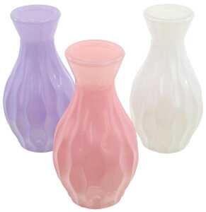 Feine Vase, 3 Farben sortiert 6,1x11,2 cm. aus Glas farbig