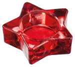 Teelichthalter Stern, rot, 8x2cm aus Glas Lieferumfang 5...