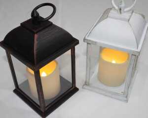 Laterne XL 20,5x10,5x10,5cm inkl. LED-Kerze! Lieferumfang 2 Stück sortiert