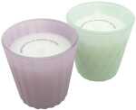 Glas pastellfarben Kerzentopf 7,3x7,3x7,5cm Lieferumfang 2 Stück sortiert