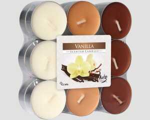 AURA CANDLES Teelichter Duft 18er Vanille in Blockpackung