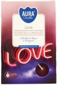 AURA CANDLES Teelichte Duft 6er Liebe in farb. Faltschachtel