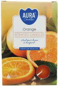 AURA CANDLES Teelichte Duft 6er Orange farb. Faltschachtel