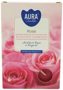 AURA CANDLES Teelichte Duft 6er Rose in Faltschachtel