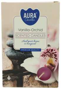AURA CANDLES Teelichte Duft 6er Vanille-Orchidee in Faltsch.