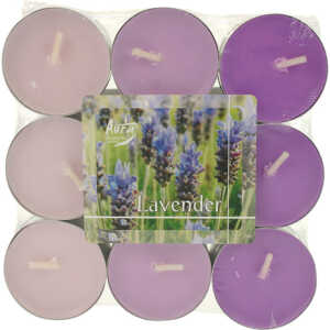 AURA CANDLES Teelichter Duft 18er Lavendel in Blockpackung