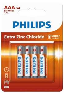 PHILIPS Batterie R3 Micro AAA 4er Pack a.Karte