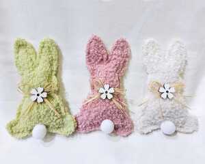 Süßer Hase 13x8x3cm, Kuschelstoff mit Bommelschwänzchen