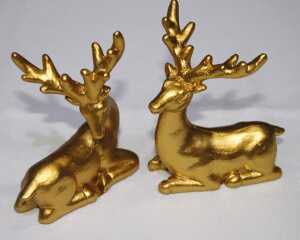 Sehr edler Hirsch aus goldenem Kunstharz 9x7,3x5cm