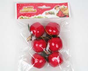 Dekoapfel 6er Set! Je Apfel 4cm, hochglanz mit Aufhänger u. Blatt aus Polyfoam