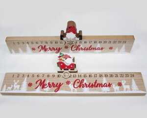 Holzadventskalender XL 40x13,8x2,4cm, mit verschiebbarem Schlitten oder Wichtel als Anzeiger, sehr wertig