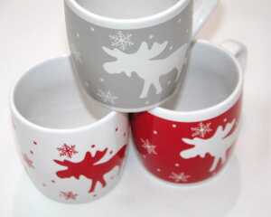 Kaffeebecher Elch 250ml 3 Farben, ca. 9x9cm