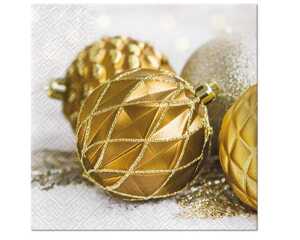 Servietten 20er, 3lagig 33x33cm goldene Kugeln