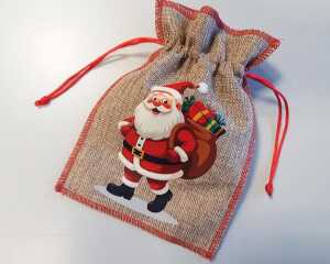Geschenksack 21x15cm im Jutedesign mit verz. Rand