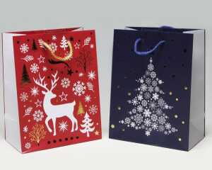 Geschenktasche 23x18cm, Elch oder Baunm HOTSTAMP