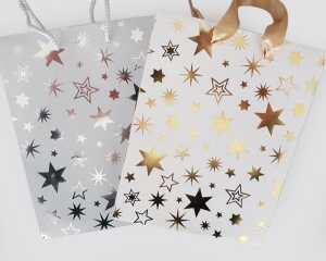 Geschenktasche 23x18x10cm, mit Sternen,