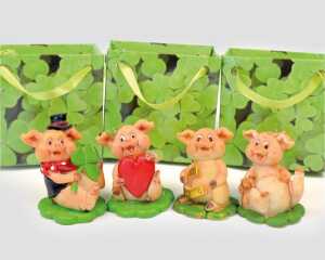 Glücksbringer Schweinchen 5x4cm im Tasche und farbig bedruck