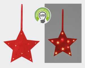 LED Stern Filz zum Hängen rot ca. 20cm, Filz 2mm