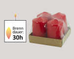 Kerzen 4er Set je 75x50mm (50mm DM), klassisches Rot, 4...