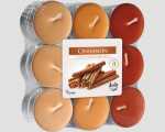 AURA CANDLES Teelichter Zimt 18er Pack, 3 Farben sortiert