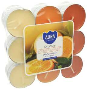 AURA CANDLES Teelichter Duft 18er Orange in Blockpackung