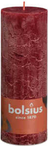Bolsius Rustik Stumpenkerzen - Bordeauxrot - 4 Stück - 19 x 7 cm - Länge Brenndauer 85 Stunden - Unparfümierte - Natürliches Pflanzenwachs - Ohne Palmöl, Dunkelrot