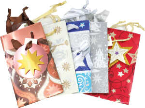 60x Geschenktasche Xmas Metallic18x10x10cm sortiert