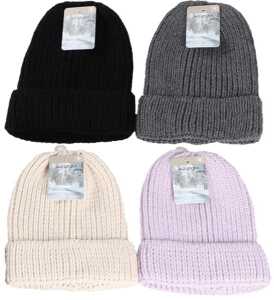 4x AZOZA Winter Damen Strick Mütze 4 Fb. sortiert Lieferumfangsortiert