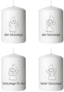4x Stumpenkerze Schutzengel 6x8cm 4/s Paraffin 6x8cm
