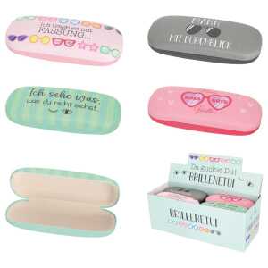 4x Brillenetui mit Spruch 16cm4/sEisenblech4 Designs