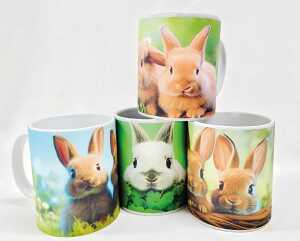 4x Kaffeebecher mit Häschenmotiv ca. 250ml Lieferumfangsortiert