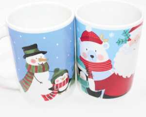 2x Kaffeebecher Schneemann & Eisbär 8 7x8 6cm2 Motive