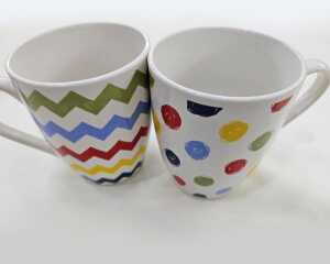 2x Kaffeebecher Punkte und Streifen sortiert 310ml10 5x8 5cm
