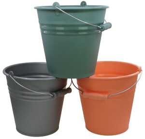 3x Eimer 7 Liter Zinkoptik mit Metallbügel+Holzgriff