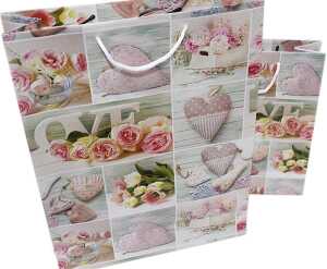 Geschenktasche Rosen- und Herz-Motiv,
