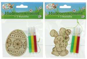 Malset mit Holzhäschen und 3 Fasermalern