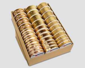 Geschenkband LUXUS 3m auf Rolle 33,gold