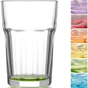 Glas Caipi Longdrink 0,3l farb. Boden 6F. sortiert