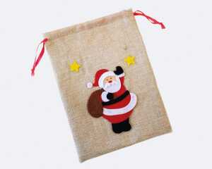 Klassischer Jutesack 26,5x19cm m. Nikolaus-Motiv