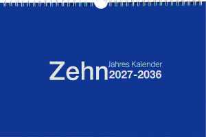 2027 Adina Zehnjahres-Kalender A4 blau Querformat mit Spiralbindung