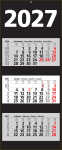 2027 ADINA Dreimonatskalender schwarz 70x33cm...