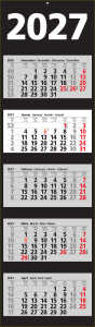 2027 ADINA Fünfmonatskalender schwarz 110x33cm mit Tagesanzeiger in Blockform